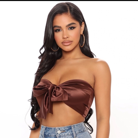 Brown satin bandeau top - Picture 2 of 2